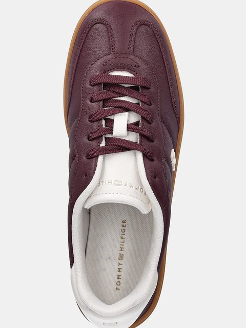 Tommy Hilfiger sneakersy skórzane TH HERITAGE SNEAKER SHINY damskie kolor bordowy FW0FW08823