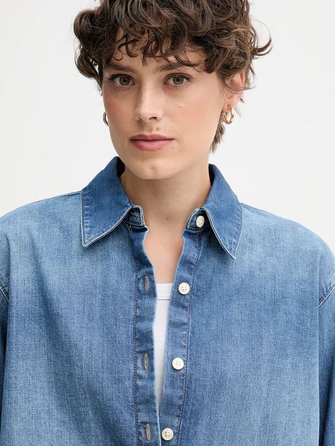 Calvin Klein Jeans koszula jeansowa damska kolor niebieski relaxed z kołnierzykiem klasycznym LV047D758G