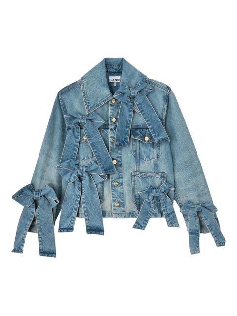 GANNI bow-embellished denim jacket - Blue - zdjęcie produktu nr 1