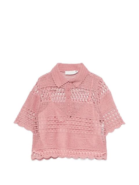ZIMMERMANN Wamderlust Sun crochet polo top - Pink - zdjęcie produktu nr 1