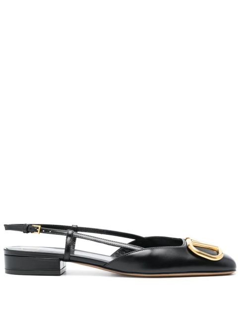 Valentino Garavani VLogo leather slingback ballerina shoes - Black - zdjęcie produktu nr 1