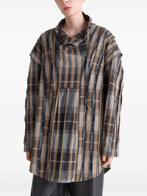 LEMAIRE topstitched striped blouse - Brown