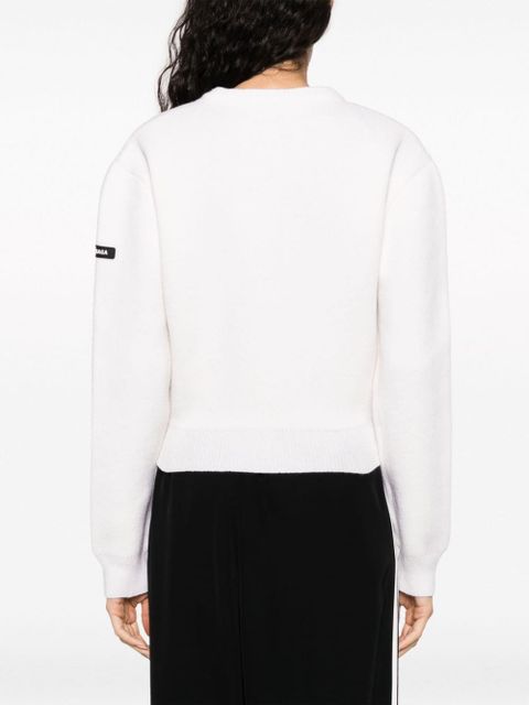 Balenciaga logo-patch stretch-wool jumper - White