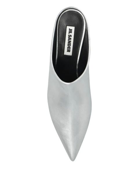 Jil Sander metallic-leather pointed-toe mules - Silver - zdjęcie produktu nr 2