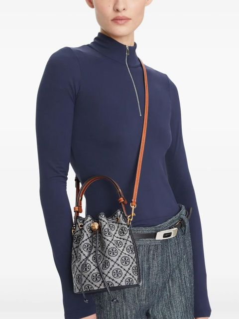 Tory Burch mini T Monogram bucket bag - Blue - zdjęcie produktu nr 2