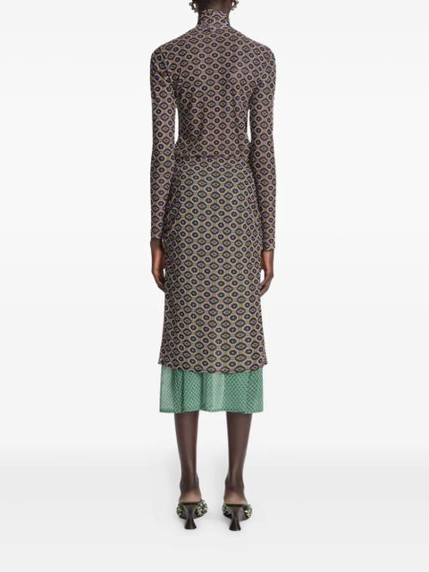 DRIES VAN NOTEN geometric-pattern ruffle-hem midi skirt - Brown - zdjęcie produktu nr 2