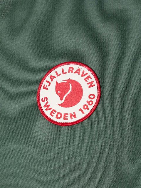 Fjallraven bluza bawełniana 1960 Logo Badge Sweater damska kolor zielony z aplikacją F87230