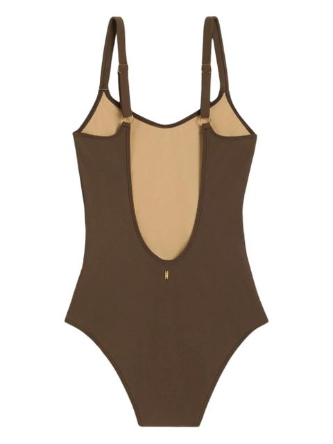 AMI Paris scoop-neck swimsuit - Brown