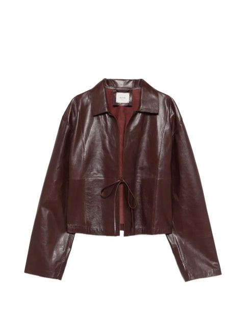 Alysi tie-fastening leather jacket - Purple - zdjęcie produktu nr 1