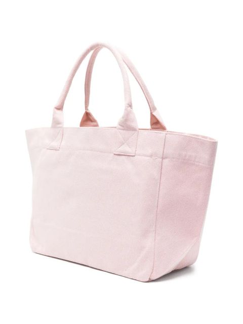 GANNI logo-patch raspberry-print tote bag - Pink