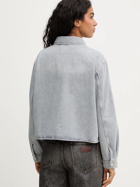 Marc O'Polo koszula jeansowa damska kolor szary relaxed z kołnierzykiem klasycznym 5000007394