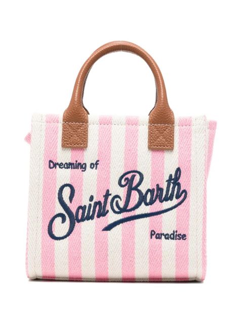 MC2 Saint Barth mini Vanity striped logo-embroidered tote bag - Pink - zdjęcie produktu nr 1