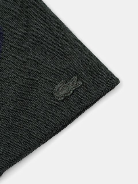Lacoste czapka wełniana kolor zielony z cienkiej dzianiny wełniana RB3021