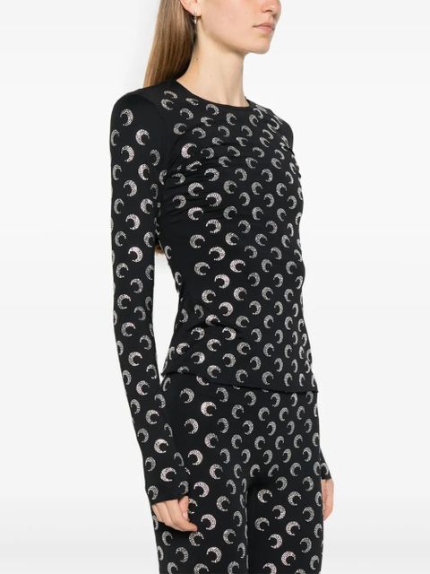 Marine Serre Crescent Moon-embellished top - Black