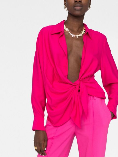 Jacquemus knot-detail long-sleeve shirt - Pink