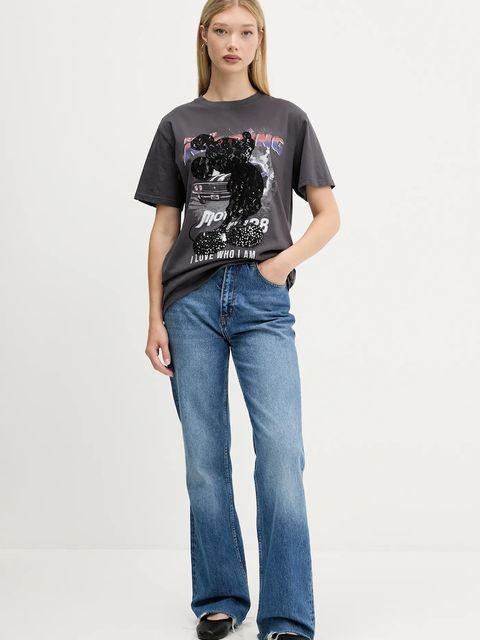 Desigual t-shirt bawełniany MICKEY LACE damski kolor szary 25WWTK56 - zdjęcie produktu nr 2