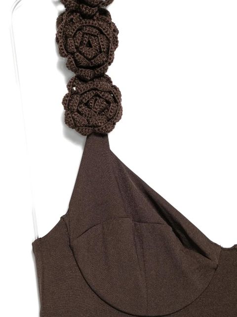 TWINSET floral-applique swimsuit - Brown