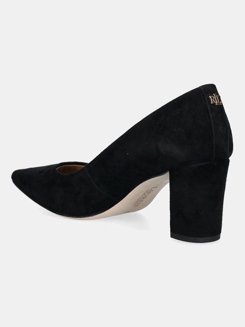 Lauren Ralph Lauren czółenka zamszowe Lanette Blkh kolor czarny na słupku 802967743001