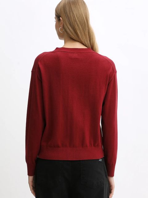 Guess Jeans kardigan z domieszką wełny kolor bordowy lekki W4BR16 Z3HO2