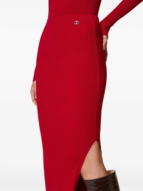 TWINSET ribbed-knit midi skirt - Red