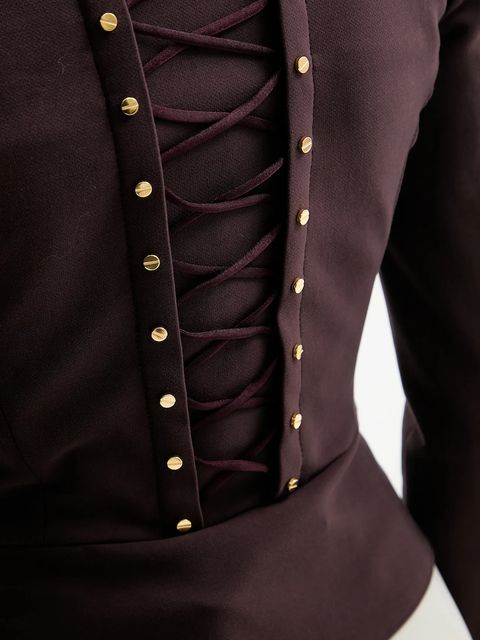 Elisabetta Franchi marynarka kolor bordowy dwurzędowa gładka GI18557E2