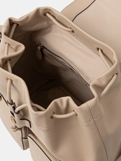 Pinko plecak skórzany damski kolor beżowy mały z aplikacją 104351 A29Q