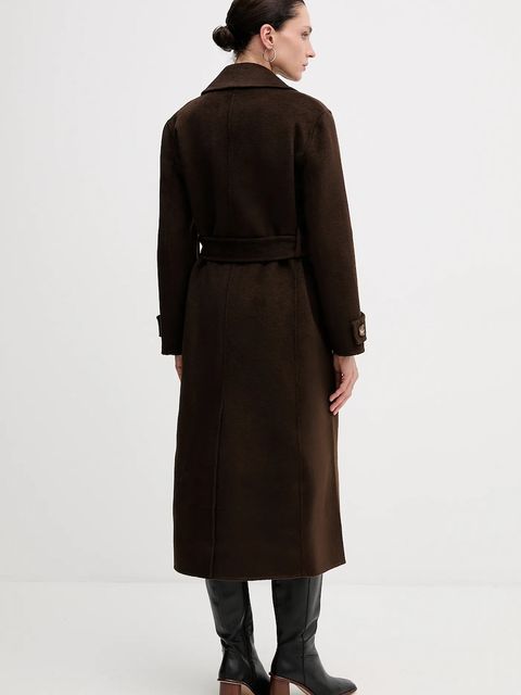 Pedro del Hierro płaszcz z dodatkiem wełny kolor brązowy 7522237