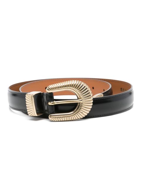 SANDRO ribbed-buckle leather belt - Black - zdjęcie produktu nr 1