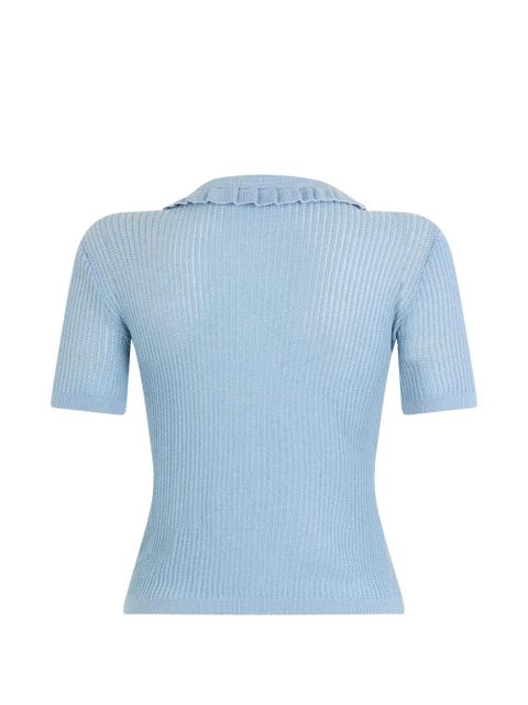 Valentino Garavani ruffled-neck long-sleeve sweater - Blue - zdjęcie produktu nr 2