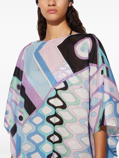 PUCCI Vivara-print kaftan minidress - Blue