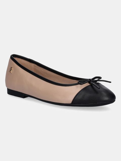 Tommy Hilfiger baleriny skórzane TOE CAP LEATHER BALLERINA kolor beżowy FW0FW08759 - zdjęcie produktu nr 1