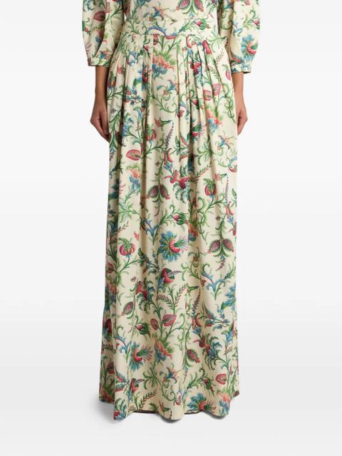 ETRO pleated floral-motif maxi skirt - Neutrals