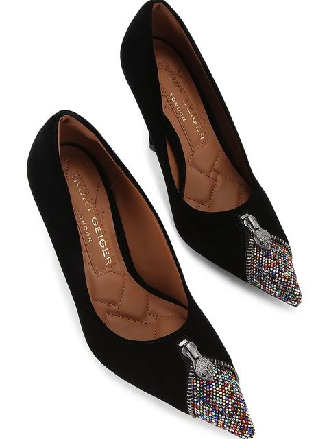 Kurt Geiger London szpilki zamszowe Zip Court kolor czarny 4987309789 - zdjęcie produktu nr 2