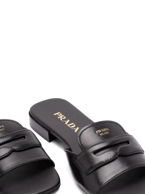 Prada penny-strap leather sandals - Black