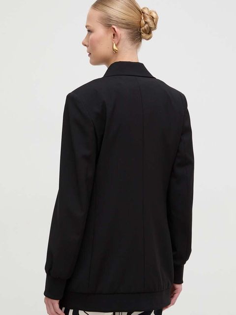 Weekend Max Mara marynarka wełniana kolor czarny jednorzędowa gładka 2415041021600