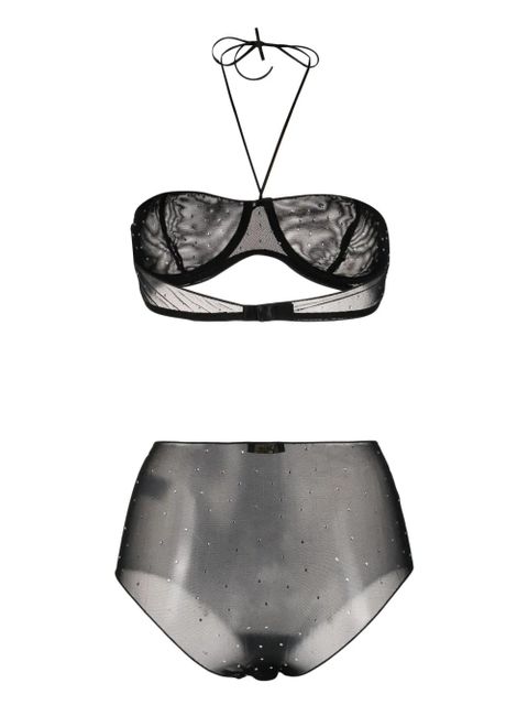 Oséree crystal-embellished mesh bra set - Black - zdjęcie produktu nr 2