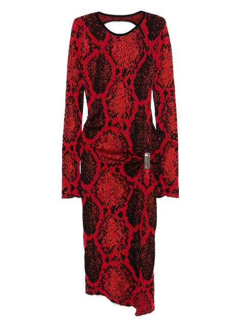 The Attico snakeskin-print midi dress - Red - zdjęcie produktu nr 1