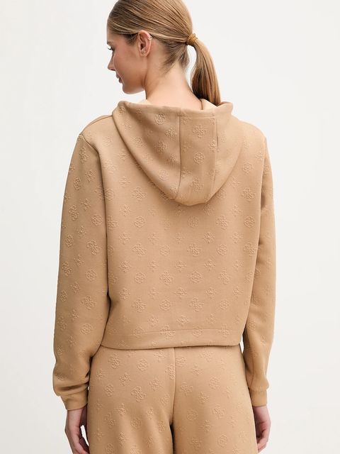 Guess bluza PEONY damska kolor beżowy z kapturem gładka V5YQ04 KBSL2