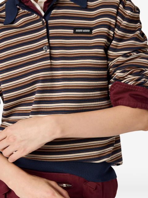 Miu Miu striped polo polo top - Neutrals - zdjęcie produktu nr 2