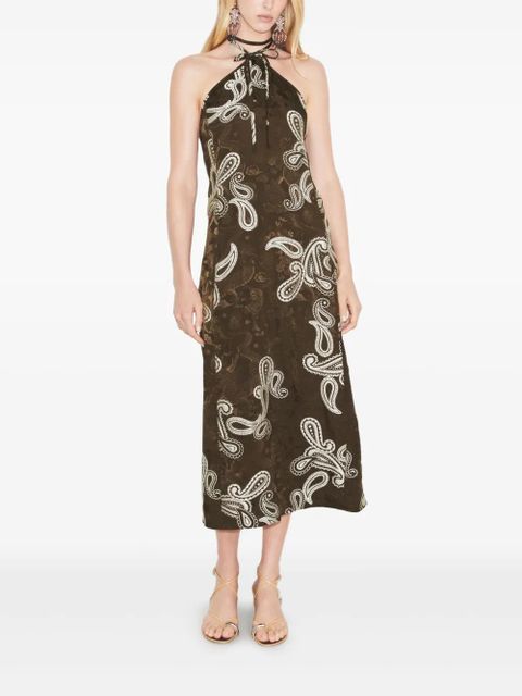 Tory Burch paisley-print halterneck dress - Brown