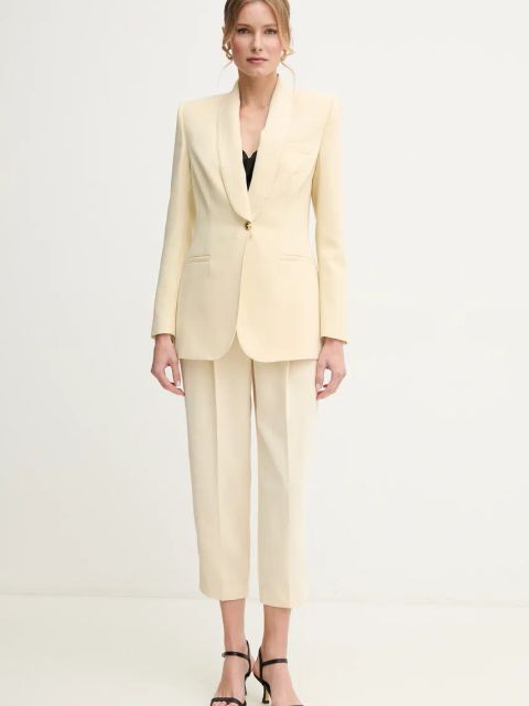 Elisabetta Franchi spodnie damskie kolor zielony fason cygaretki high waist PA06651E2