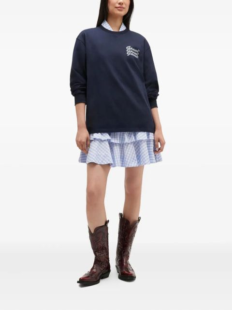 GANNI logo-embroidered long-sleeve top - Black