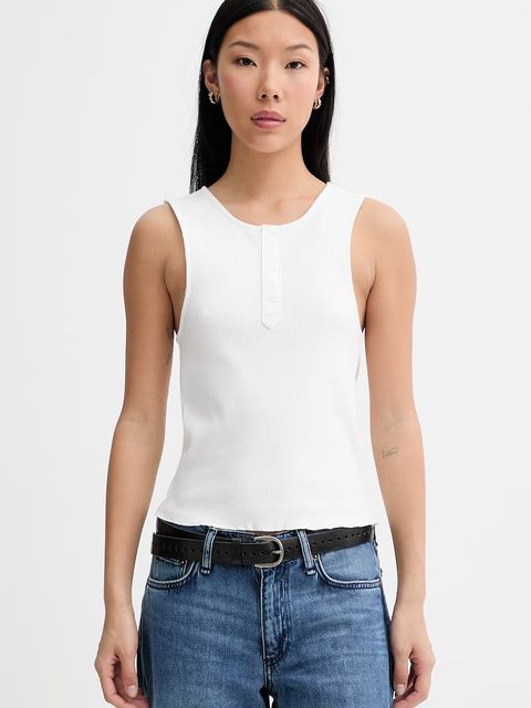 G-Star top damski bawełniany z elastanem Slim henley tank - zdjęcie produktu nr 1