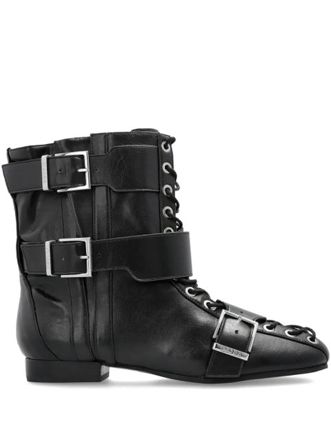 GANNI buckled lace-up combat boots - Black - zdjęcie produktu nr 1