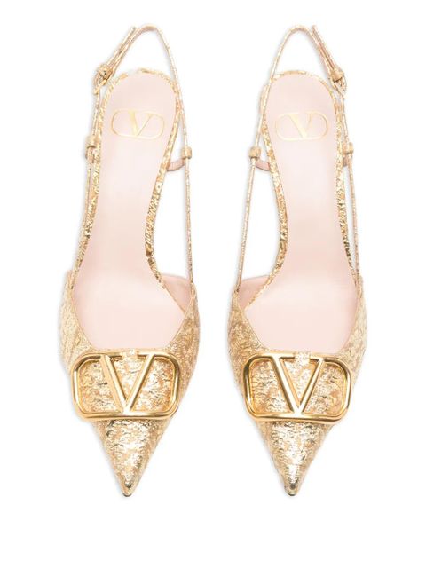 Valentino Garavani VLogo Signature slingback pumps - Gold