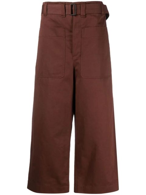 LEMAIRE wide-leg cotton-linen trousers - Brown - zdjęcie produktu nr 1