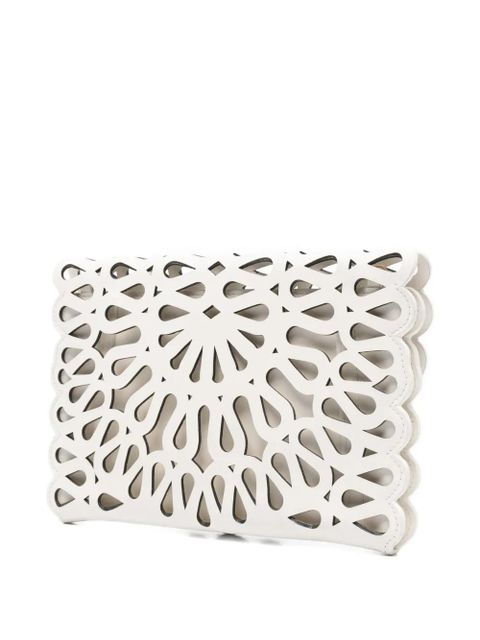 Simkhai laser-cut leather clutch - White