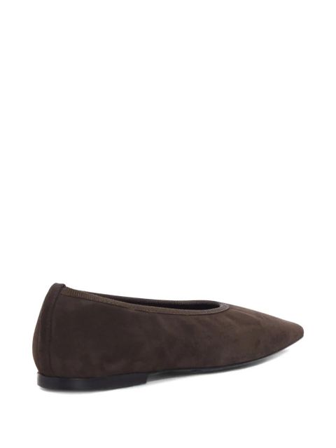 TOTEME Minimalist suede pointed-toe flats - Brown