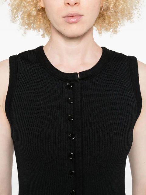 SANDRO round-neck button-front mini dress - Black