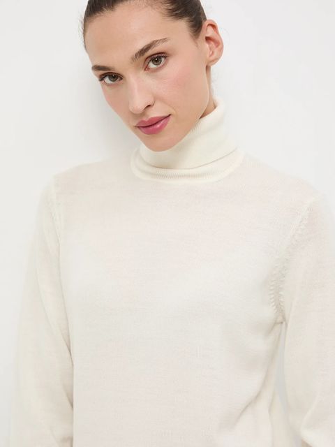 Medicine sweter z wełny merino kolor beżowy z golfem